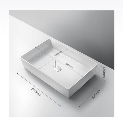 HIGOLD Rectangle Basin Sink Quartz Material Bathroom Vanity Washbasin White Hotel Style Support Custom OEM and ODM