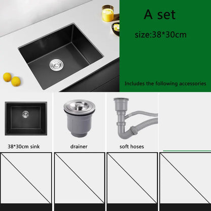 black Kitchen Sink 304 Stainless Steel Single sink kitchen vegetable washing basin black sink  above counter or udermount