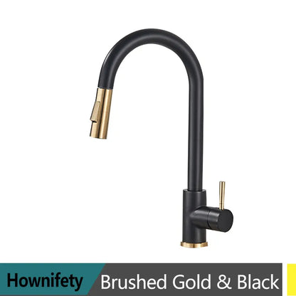 Hownifety Black Kitchen Faucet Cold Hot Water Mixer Crane Tap Sprayer Stream Rotation Sink Tapware Wash For Kitchen Pull Out