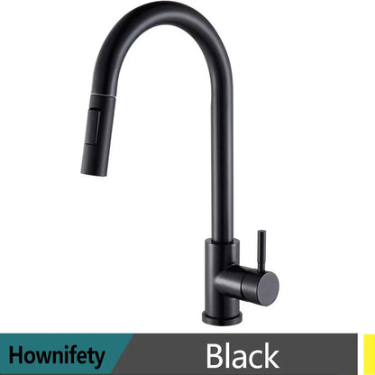 Hownifety Black Kitchen Faucet Cold Hot Water Mixer Crane Tap Sprayer Stream Rotation Sink Tapware Wash For Kitchen Pull Out