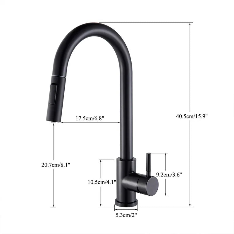 Hownifety Black Kitchen Faucet Cold Hot Water Mixer Crane Tap Sprayer Stream Rotation Sink Tapware Wash For Kitchen Pull Out