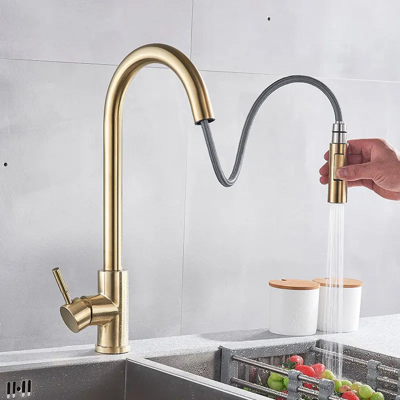 Hownifety Black Kitchen Faucet Cold Hot Water Mixer Crane Tap Sprayer Stream Rotation Sink Tapware Wash For Kitchen Pull Out