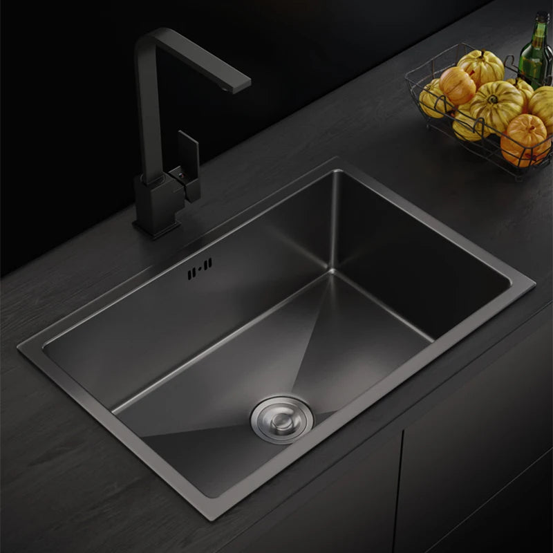 ITALY Stainless Steel Kitchen Sink Undermount Single Bowl Dark Gray Wash Basin For Kitchen Home Improvement With Drain Accessories