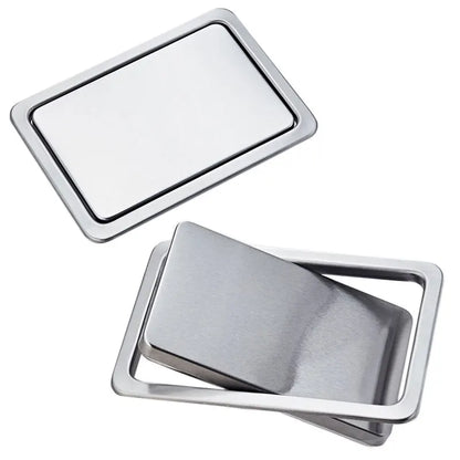 Stainless Steel Recessed Built-in Balance Swing Flap Lid Cover Trash Bin Garbage Can Kitchen Counter Top