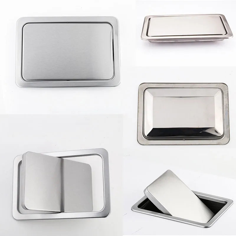 Stainless Steel Recessed Built-in Balance Swing Flap Lid Cover Trash Bin Garbage Can Kitchen Counter Top