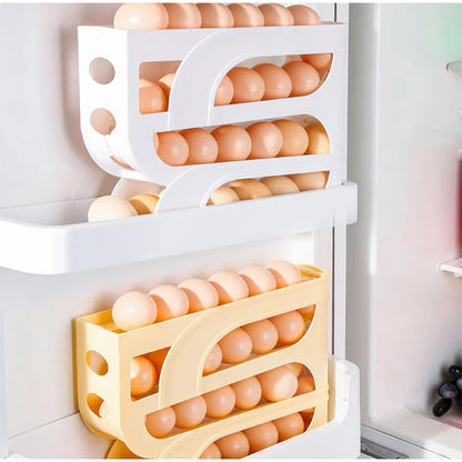 Household Automatic Rolling Egg Storage Box Kitchen Refrigerator Side Door Egg Preservation Rack 30 Egg Boxes 3layer Egg Storage