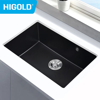 HIGOLD 30 Inch Kitchen Quartz Sink Single Bowl Topmount & Undermount Sink White Black Colorful Quartz High-Value Sink