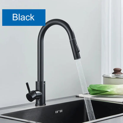 Hownifety Black Kitchen Faucet Cold Hot Water Mixer Crane Tap Sprayer Stream Rotation Sink Tapware Wash For Kitchen Pull Out