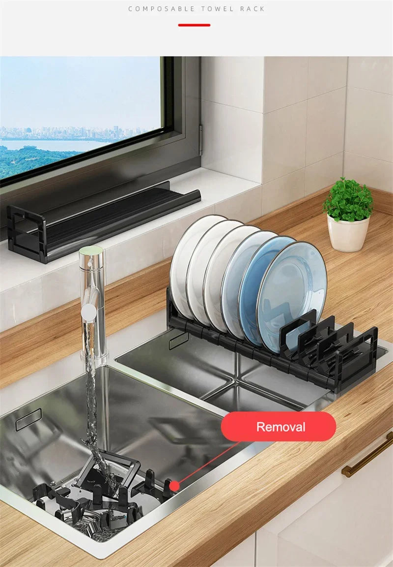 Plastic Kitchen Cabinet Dish Storage Rack Drawer Dish Rack Built-in Dish Drain Rack Plate Divider Storage Rack for Dish Rack