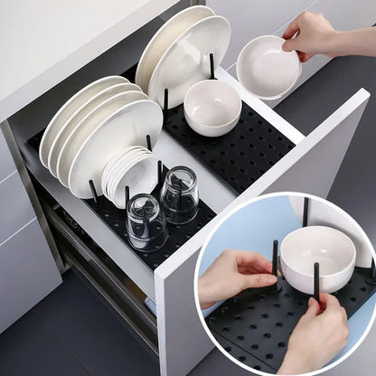 Telescopic Dish Plate Drying Rack Bowl Pot Lid Storage Holder Adjustable Kitchen Organizer Drawer Separated Dish Drying Rack