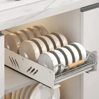 Stainless Steel Dish Storage Rack Kitchen Cabinet Built-in Rack Drawer-type Basket Pull-out Cupboard Tray Drain Bowl Rack