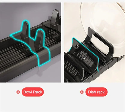 Plastic Kitchen Cabinet Dish Storage Rack Drawer Dish Rack Built-in Dish Drain Rack Plate Divider Storage Rack for Dish Rack