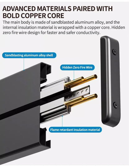 Slide Rail Power Track Socket Surface/Embedded Installation Socket UN/US/UK/EU/Universal US/USB Type-C Wall-Mounted Rail Socket