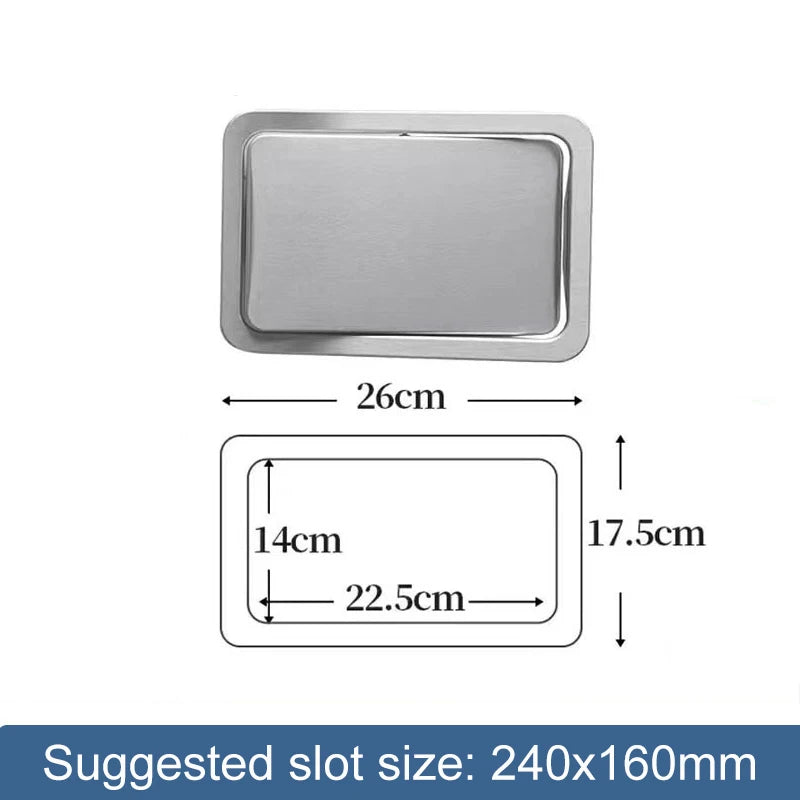 Stainless Steel Recessed Built-in Balance Swing Flap Lid Cover Trash Bin Garbage Can Kitchen Counter Top