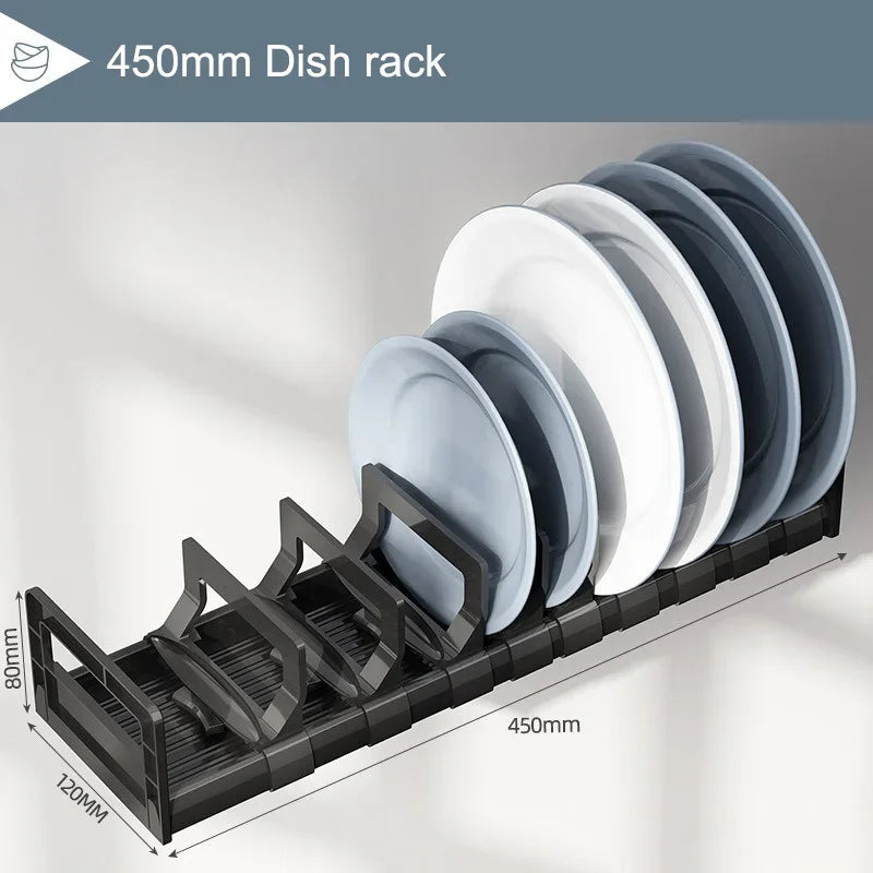 Plastic Kitchen Cabinet Dish Storage Rack Drawer Dish Rack Built-in Dish Drain Rack Plate Divider Storage Rack for Dish Rack