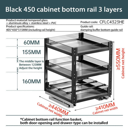 Kitchen Narrow Cabinet Drawer Condiments Seasoning Pull Basket Pull-Out Storage Rack Aluminum Alloy Narrow Cabinet Drawer Shelf