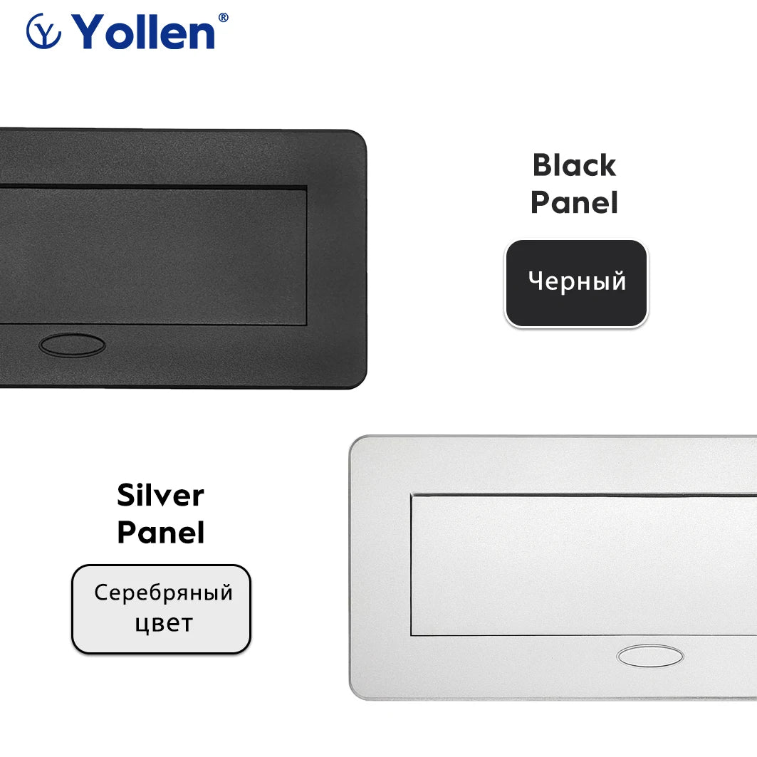 All Aluminum Panel EU Standard Hidden Type Table Socket 3 Way Electrical Outlet Modular Combination Power Three Outlet Household