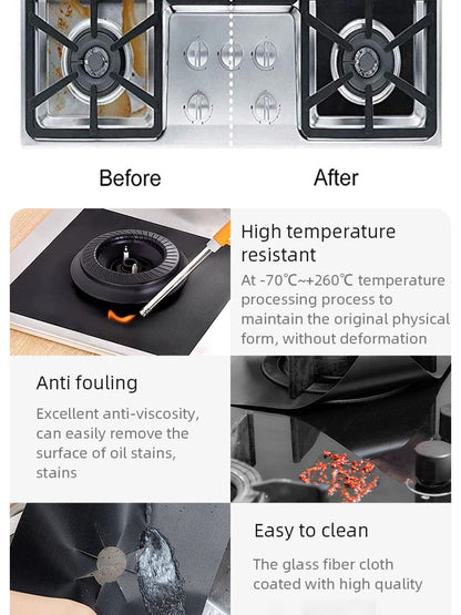 4 Pieces 27 Cm Gas Stove Surface Protection Pad Washable Oil And Dirt Resistant Kitchen Cleaning Accessories