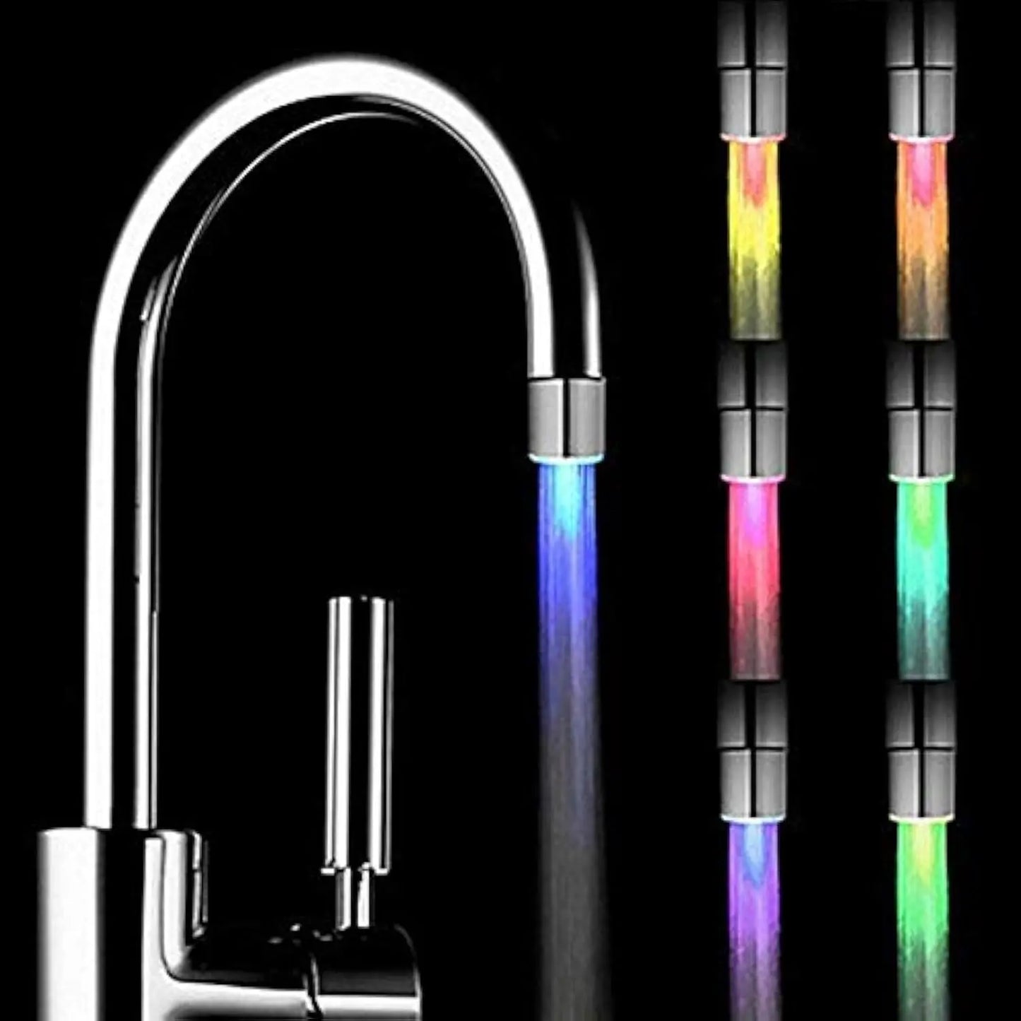 7-Color Change Automatically LED Water Faucet Light Water Stream Color Changing Faucet Tap Sink Faucet for Kitchen and Bathroom