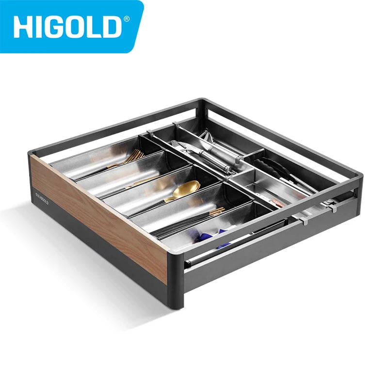 HIGOLD Functional Pull Basket Multi-layer Pull Out Basket 600mm Storage Rack High-end Can Store Wine Glasses Dishes