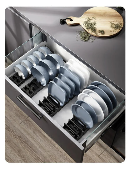 Plastic Kitchen Cabinet Dish Storage Rack Drawer Dish Rack Built-in Dish Drain Rack Plate Divider Storage Rack for Dish Rack