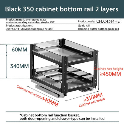 Kitchen Narrow Cabinet Drawer Condiments Seasoning Pull Basket Pull-Out Storage Rack Aluminum Alloy Narrow Cabinet Drawer Shelf