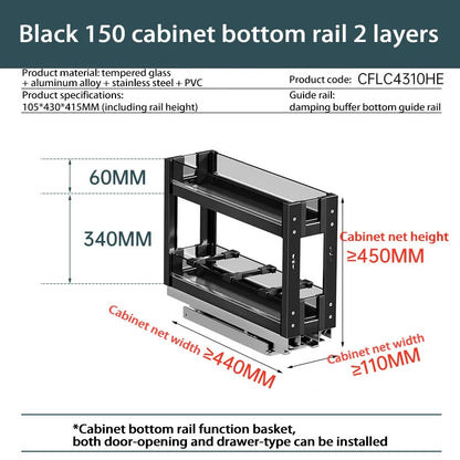 Kitchen Narrow Cabinet Drawer Condiments Seasoning Pull Basket Pull-Out Storage Rack Aluminum Alloy Narrow Cabinet Drawer Shelf