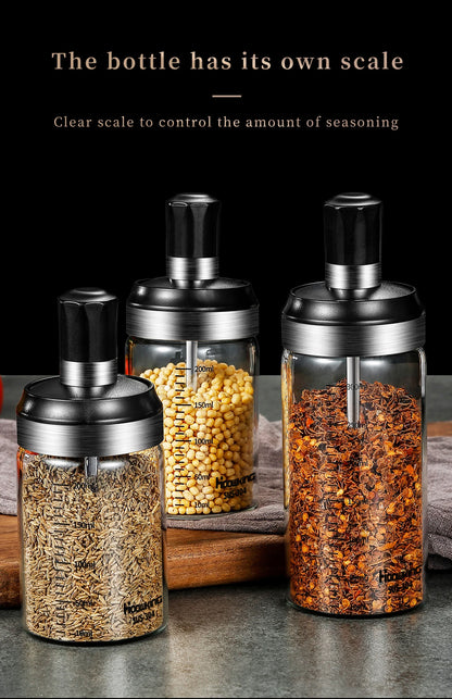 1pc Spice Jar Organizer Accessory Sugar Bowl Salt Shaker Seasoning Container Boxes With Spoons Storage Supplies Spice Boxes