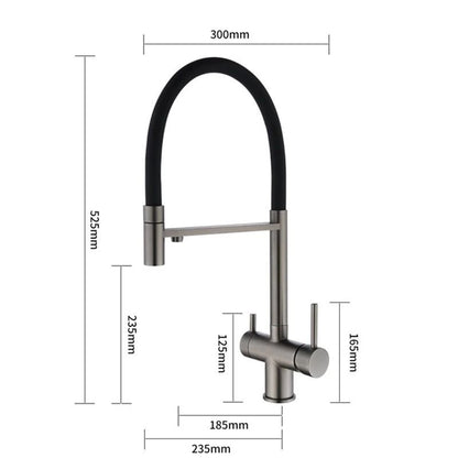 304 Stainless Steel Kitchen Faucet, Sink Hot and Cold Water 3 in 1 Faucet Silicone Hose Three Modes 60cm Stretch Faucet