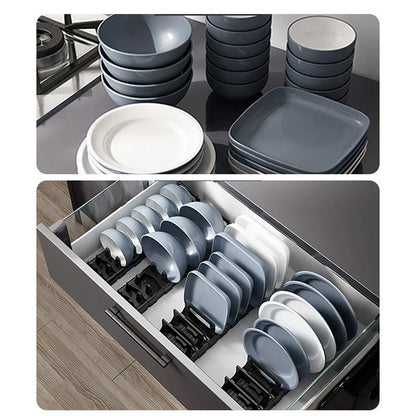 Plastic Kitchen Cabinet Dish Storage Rack Drawer Dish Rack Built-in Dish Drain Rack Plate Divider Storage Rack for Dish Rack