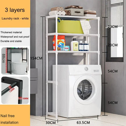 Perforation-Free Washing Machine Shelves Multi-Layer Floor Standing Bathroom Storage Racks Multifunctiona Bathrooms Accessories