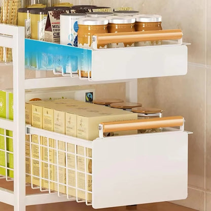 1/2 Tier Under Sink Organizer Rack Shelf for Bathroom or Kitchen Basket Drawer Organizer Under Sink Cabinets Metal Organizers