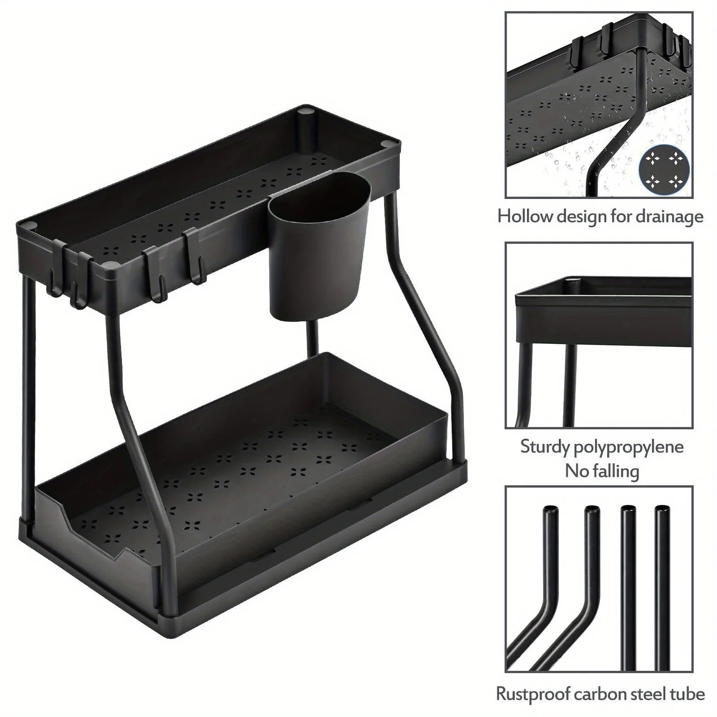 Multi-layer Pull-out Finishing Seasoning Household Kitchen Rack Bathroom Sink Layered Sundries Storage Rack