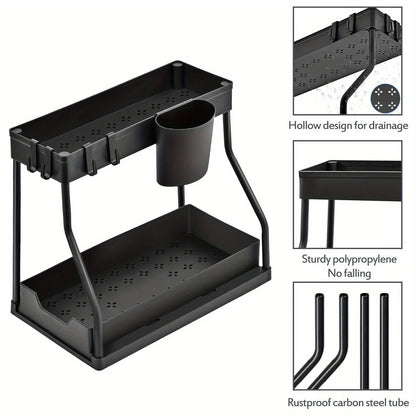 Multi-layer Pull-out Finishing Seasoning Household Kitchen Rack Bathroom Sink Layered Sundries Storage Rack