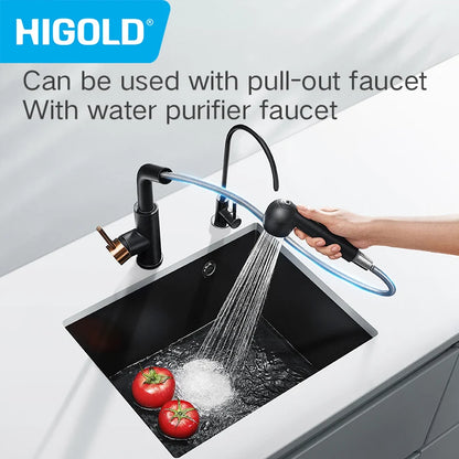 HIGOLD 400mm/500mm Kitchen Sink Quartz Square Sink Topmount Undermount Two Installation method or Kitchen Bar Sink