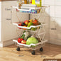 Degree Tier Stainless With Kitchen Vegetable Swivel Shelf Storage Shelf Wheels 360 Foldable Rack Fruit 5 Steel Floor Basket