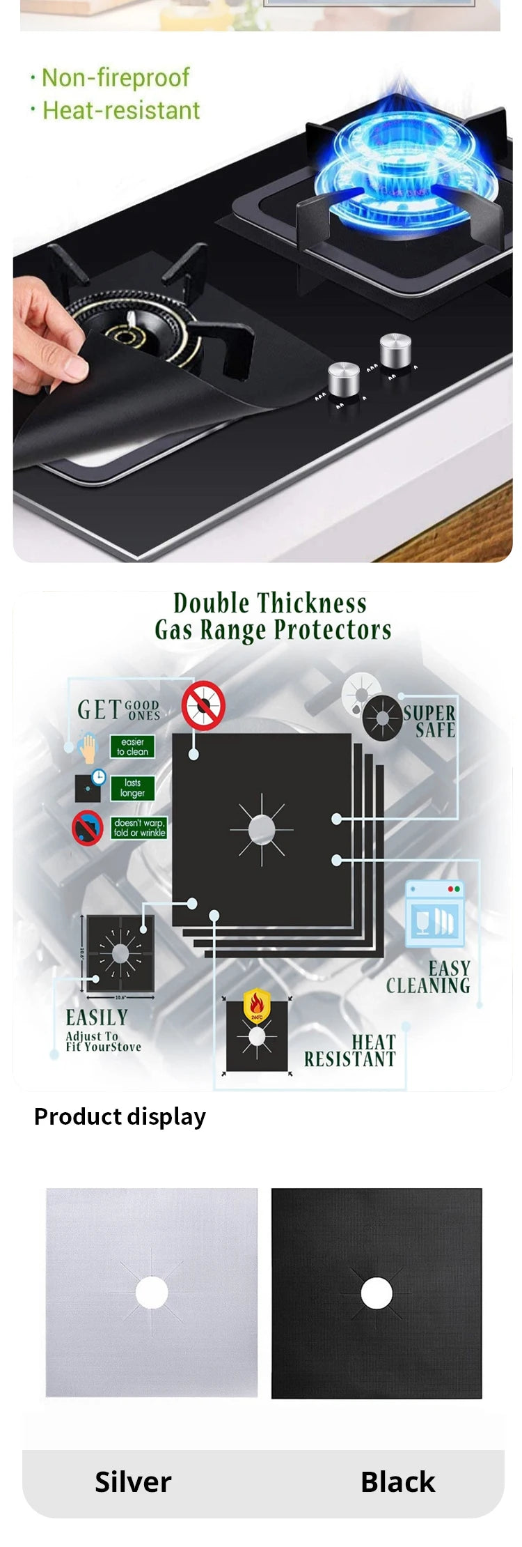 4 Pieces 27 Cm Gas Stove Surface Protection Pad Washable Oil And Dirt Resistant Kitchen Cleaning Accessories