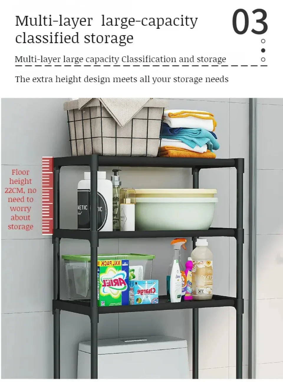 Perforation-Free Washing Machine Shelves Multi-Layer Floor Standing Bathroom Storage Racks Multifunctiona Bathrooms Accessories