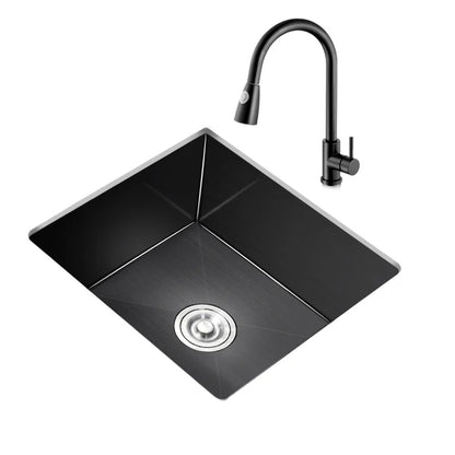 Black Nano Kitchen Sinks Handmade Sink 304 Stainless Steel Small Single-slot Kitchen Bar Built-in Wash Basin Under Counter Basin