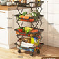 Degree Tier Stainless With Kitchen Vegetable Swivel Shelf Storage Shelf Wheels 360 Foldable Rack Fruit 5 Steel Floor Basket