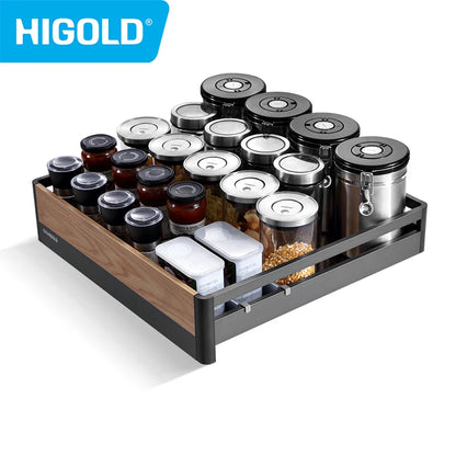 HIGOLD Functional Pull Basket Multi-layer Pull Out Basket 600mm Storage Rack High-end Can Store Wine Glasses Dishes