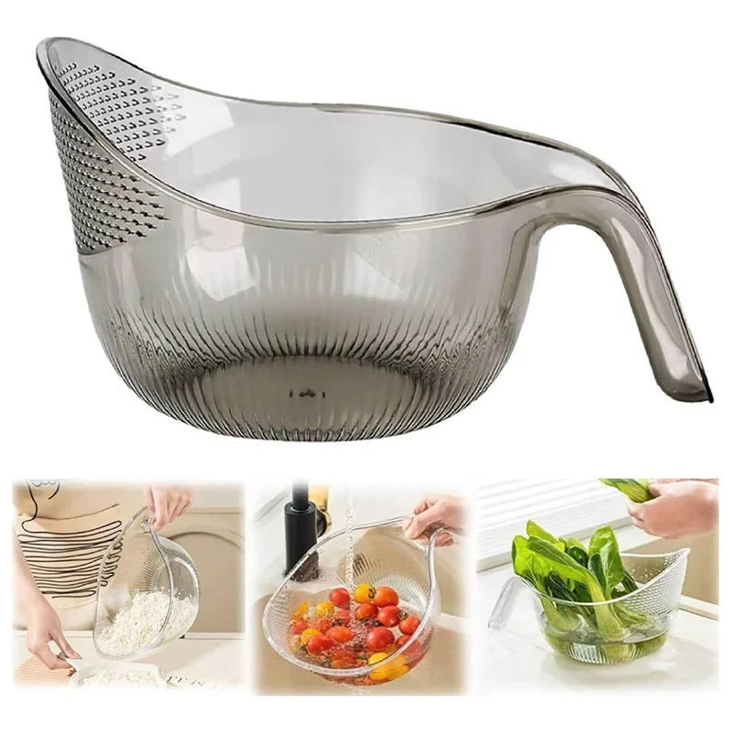 1PCS Multifunctional Rice Rinser Bowl Drainer Scoop Water Filter Cup Plastic Material For Washing Fruits Vegetables Draining