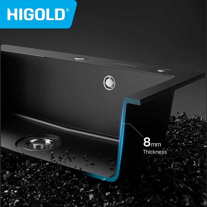 HIGOLD 400mm/500mm Kitchen Sink Quartz Square Sink Topmount Undermount Two Installation method or Kitchen Bar Sink