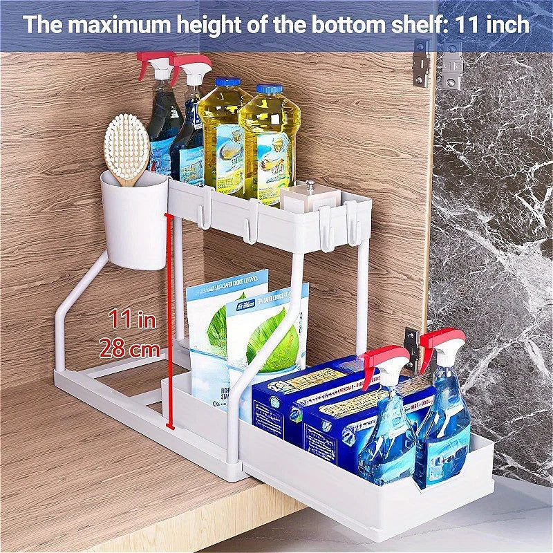 Multi-layer Pull-out Finishing Seasoning Household Kitchen Rack Bathroom Sink Layered Sundries Storage Rack