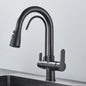 Black Filtered Crane For Kitchen Pull Out Spray 360 Rotation Water Filter Tap Three Ways Sink Mixer Kitchen Faucet