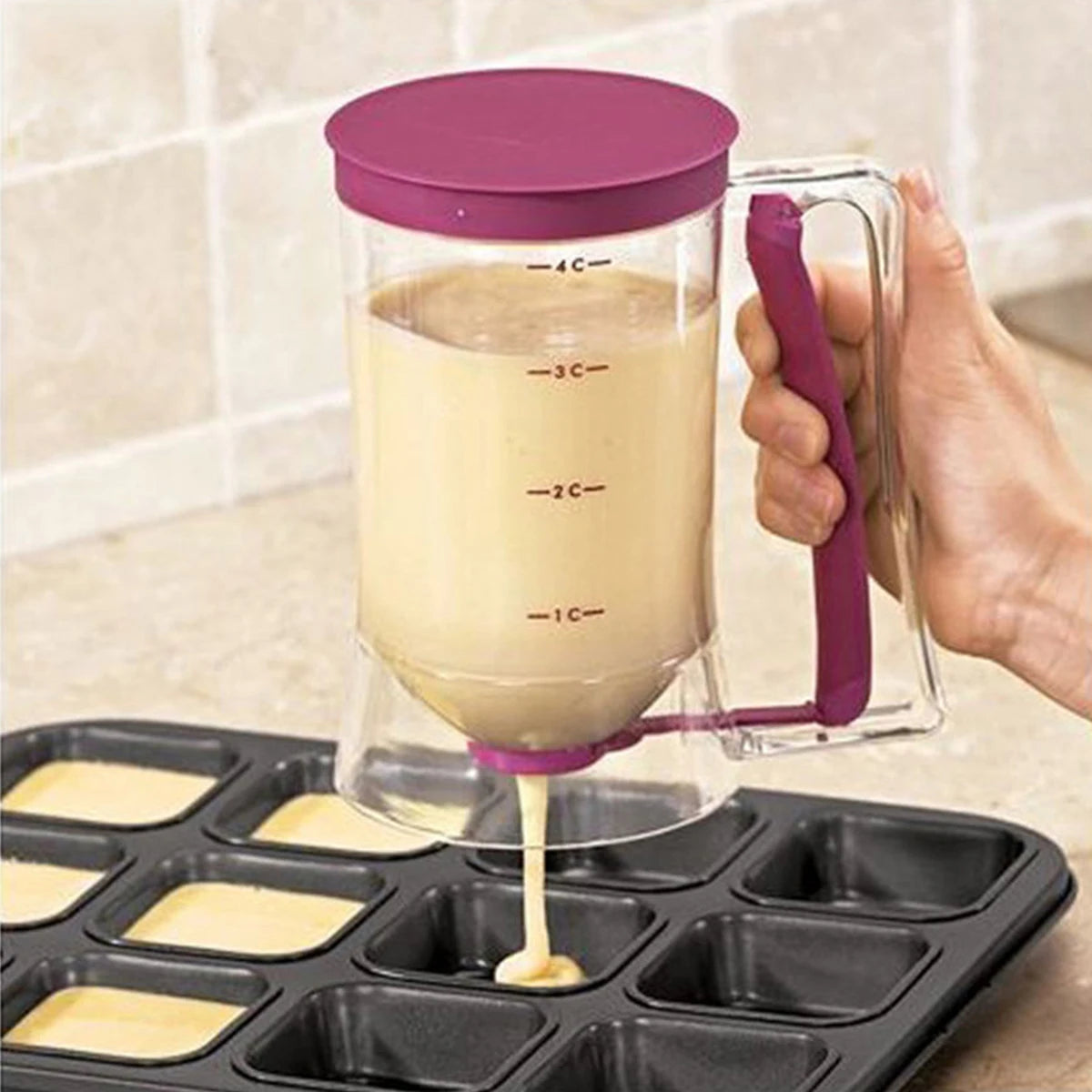 900ml Batter Separator Pancake Batter Dispenser Bracket Cookie Waffles Batter Dispenser Cream Speratator Measuring Baking Tools