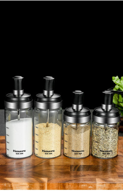 1pc Spice Jar Organizer Accessory Sugar Bowl Salt Shaker Seasoning Container Boxes With Spoons Storage Supplies Spice Boxes