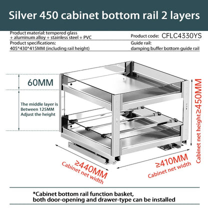 Kitchen Narrow Cabinet Drawer Condiments Seasoning Pull Basket Pull-Out Storage Rack Aluminum Alloy Narrow Cabinet Drawer Shelf