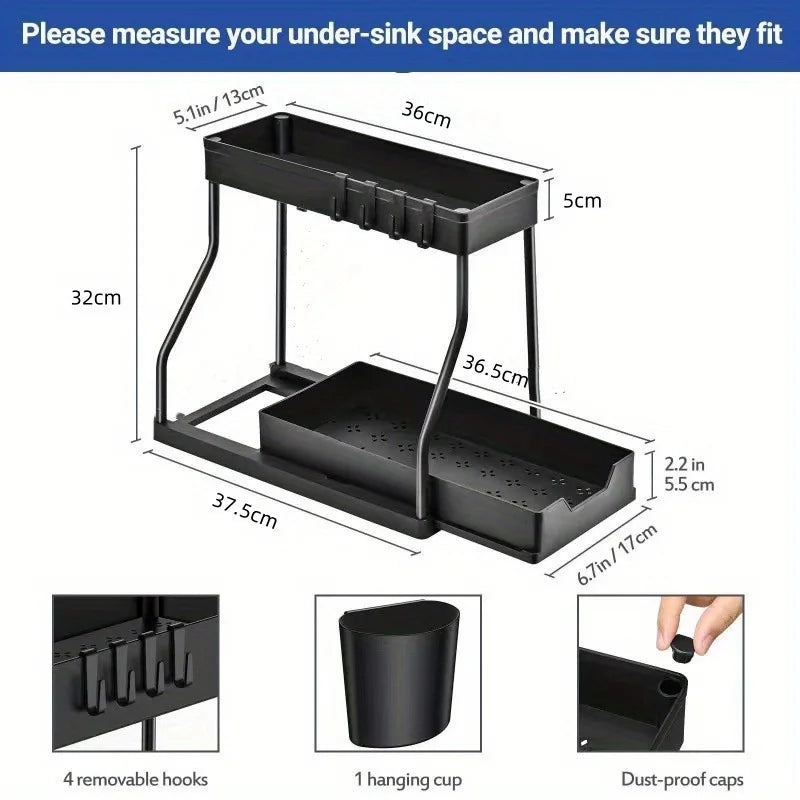 Multi-layer Pull-out Finishing Seasoning Household Kitchen Rack Bathroom Sink Layered Sundries Storage Rack