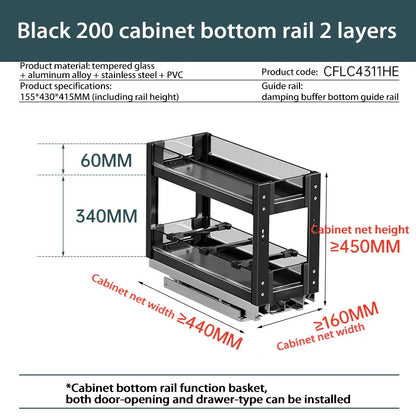 Kitchen Narrow Cabinet Drawer Condiments Seasoning Pull Basket Pull-Out Storage Rack Aluminum Alloy Narrow Cabinet Drawer Shelf